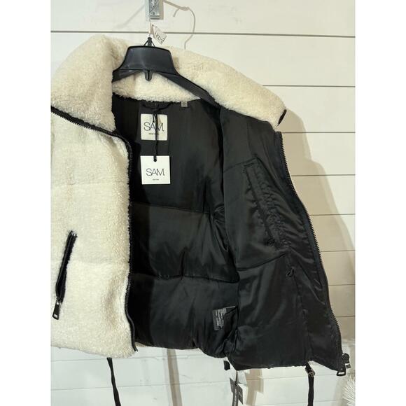 SAM. Sophia Zip Sherpa Women's White Jacket XL RTL: $495.00 - Picture 4 of 6
